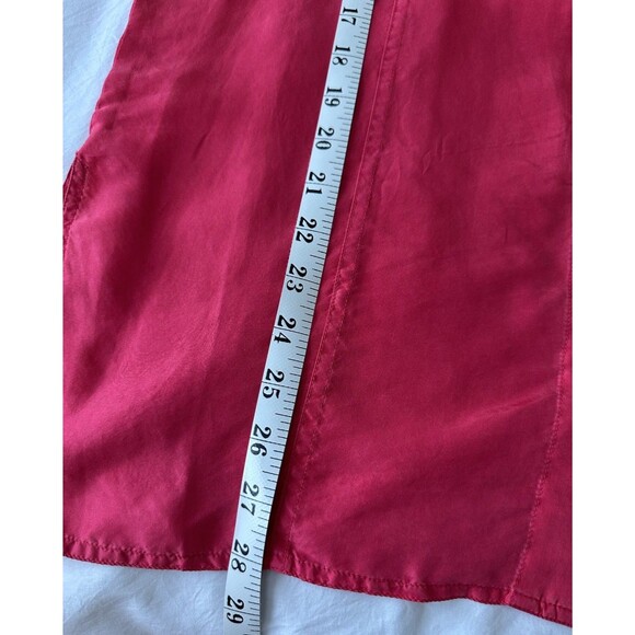 Silk Exchange Blouse Size S Hot Pink Short Sleeve Button-down Pockets 100% Silk - Picture 8 of 8